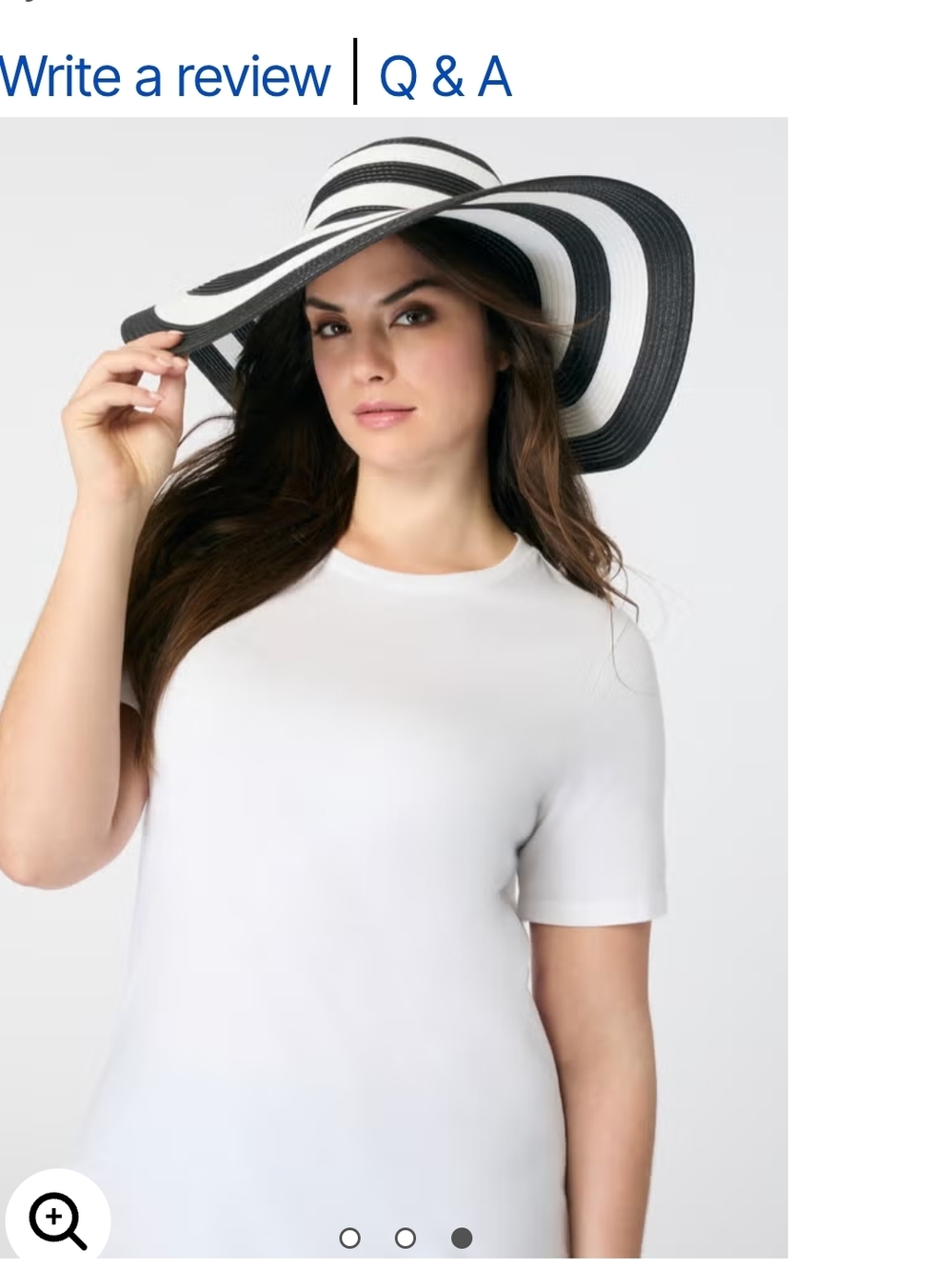 NEW NWT Woman Within Wide-Brim Floppy Sun Hat in Black & White Stripe